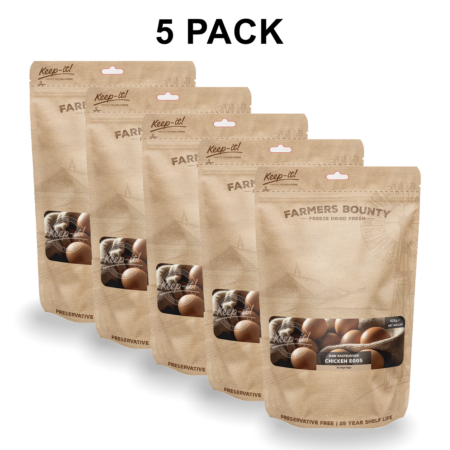 5 Pack - Freeze Dried Pasturised Egg Powder - 36 Large Eggs (180 eggs)