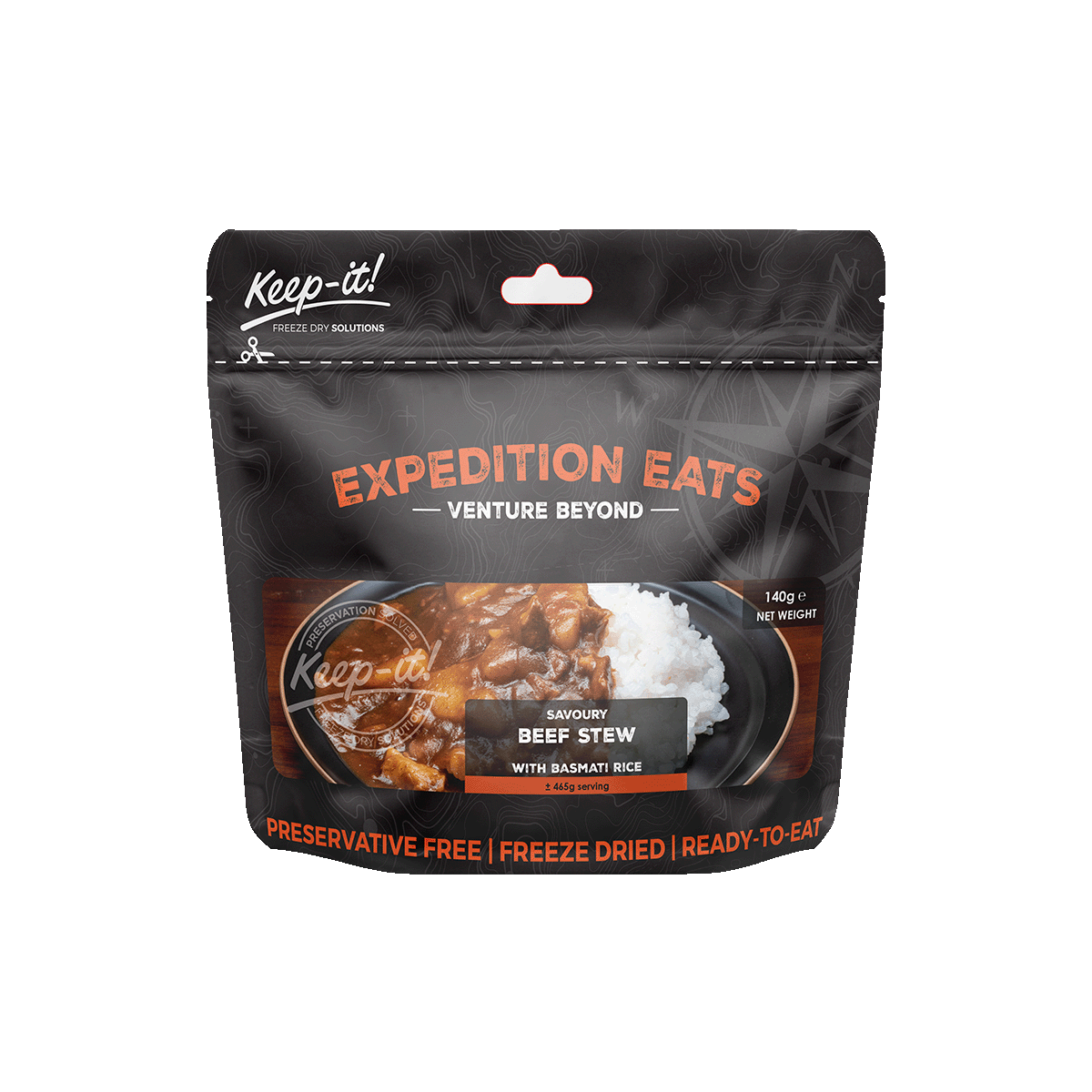 prepared meal, Adventure meal, freeze dried, freeze-dried, Adventure Meals, 25 years, Healthy meal, expedition, hiking, adventure, healthy, Savoury, Beef, Beef Stew, Keep-it, Keep it
