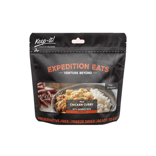 prepared meal, Adventure meal, freeze dried, freeze-dried, Adventure Meals, 25 years, Healthy meal, expedition, hiking, adventure, healthy, mild, chicken, chicken curry, Keep-it, Keep it