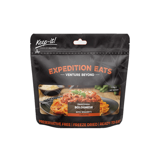 prepared meal, Adventure meal, freeze dried, freeze-dried, Adventure Food, 25 years, Healthy meal, expedition, hiking, adventure, healthy, Bolognese, bolognaise, spaghetti, Durum wheat, Keep-it, Keep it